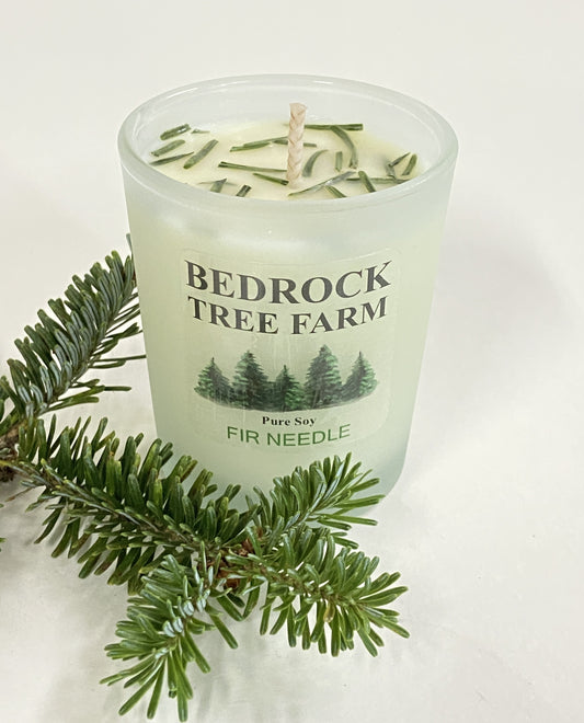 SOY CANDLE - Fir Needle Natural Frosted Glass Votive 2.5 oz. Single Cotton Wick - VHN