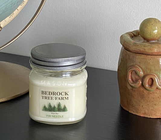 SOY CANDLE - Fir Needle Natural Mason Jar 8 oz. Single Cotton Wick - MJ8N