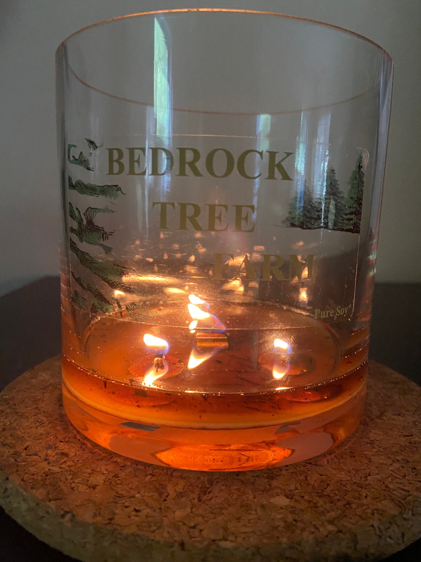 SOY CANDLE - Fir Needle Natural VASE - 32 oz. with one wooden center wick and 3 outer cotton wicks - V32N